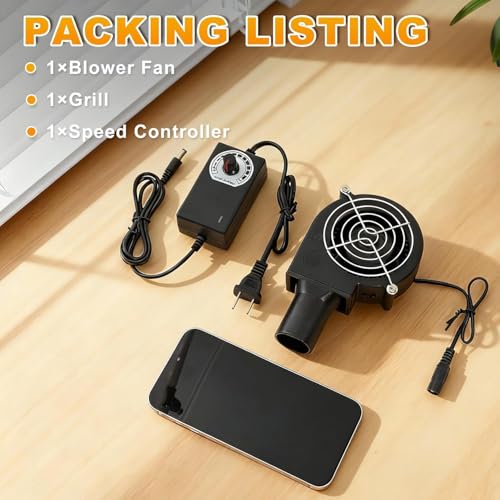 Image of MYADDICTION 12V Barbecue Air Blower Fan, Portable Mini Fire Starter for Charcoal Grill & Wood Stove, DC Camping Blower with Air Outlet & Speed Controller (Style A)