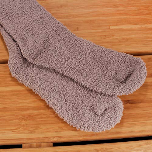 Image of BambooMN Women's Fuzzy Knee High Socks - Polka Dots and Solid Colors - 2 Sizes - 1 Pair Pack
