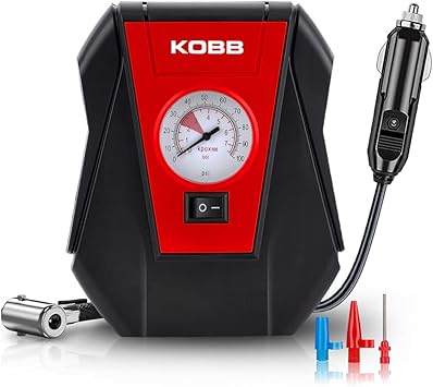 KOBB KB100 12Volt 100 PSI Air Pump with Analog Indicator, Red/Black