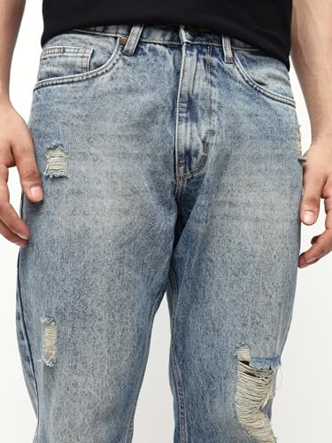 Image of High Star Men Washed Straight Fit Mid-Rise Jeans 77