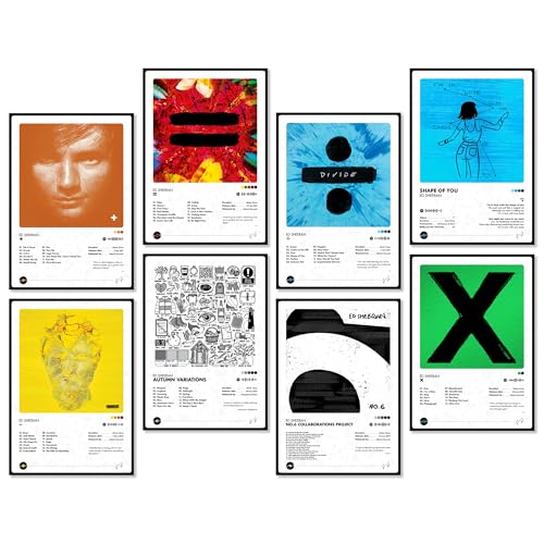 Image of Thepaper9store Pack of 8 - Ed Sheeran Music Album Art Wall Posters (8.4 x 12 Inch) Adhesive Tape Included | Aesthetic Wall Decor for Bedroom, Living Room, Office