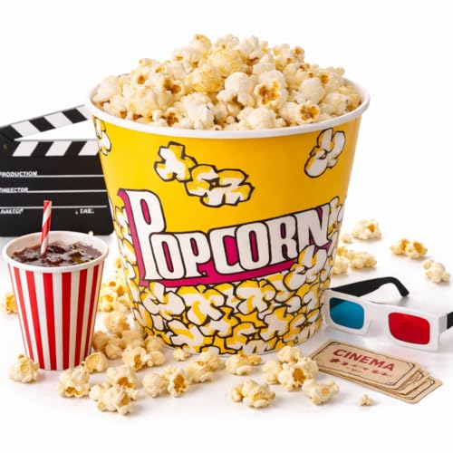 Balde de Pipoca 3 Litros - Design Cinema Retrô (18cm) - Pote Resistente para Festas, Filmes, Séries e Eventos - Reutilizável e Fácil de Limpar