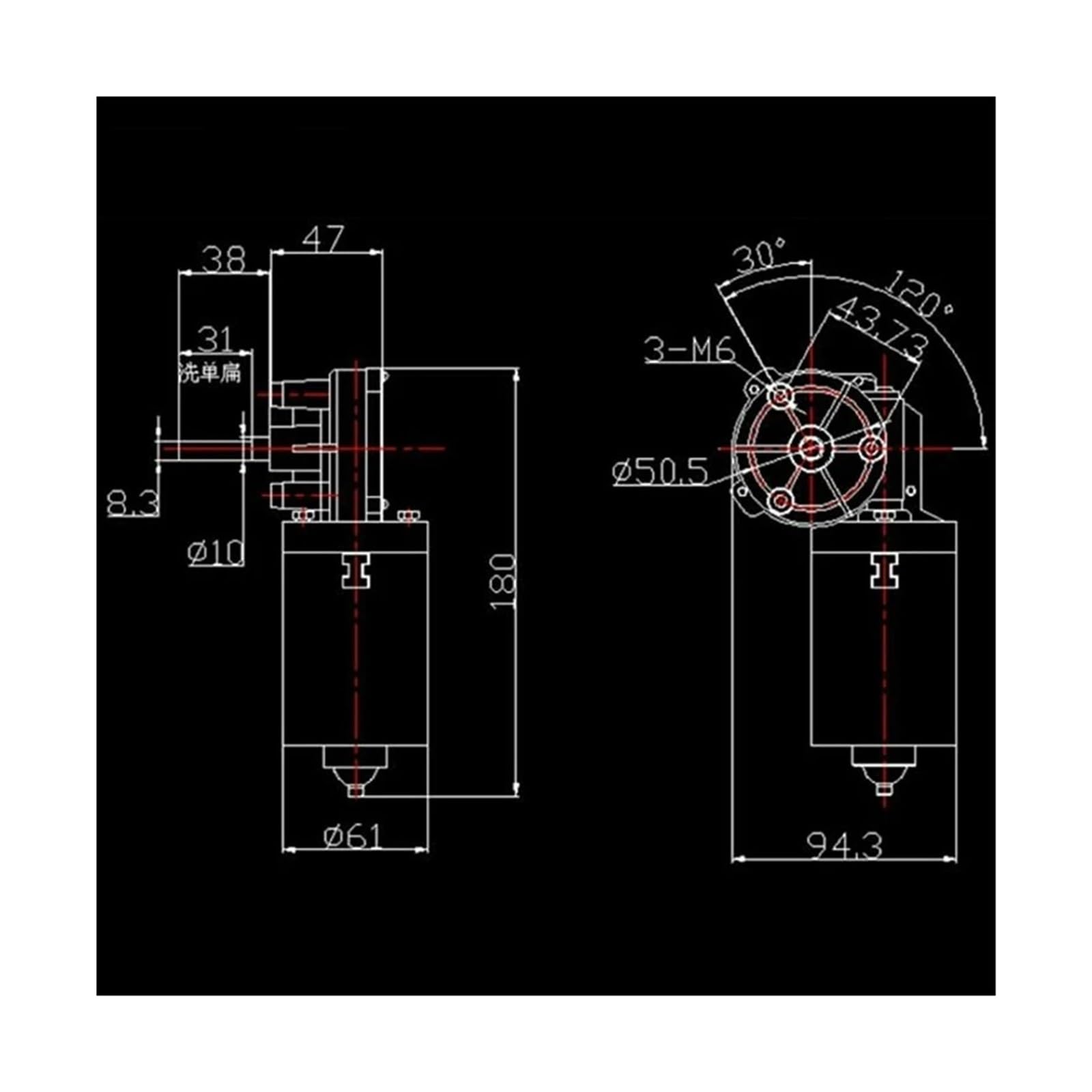 Motorreductor de tornillo sin fin y sinfín de 12 V CC a 24 V, 60 W, 5 Nm, 10 rpm a 70 rpm(12V 60W 10rpm)