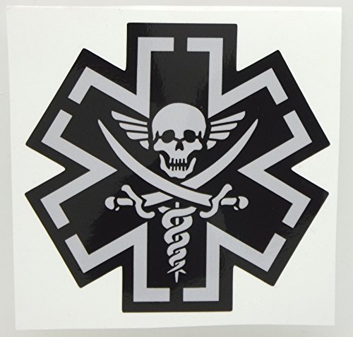TacMed EMT - SKULL - Heavy Duty Vinyl Decal - SWAT or BLACK