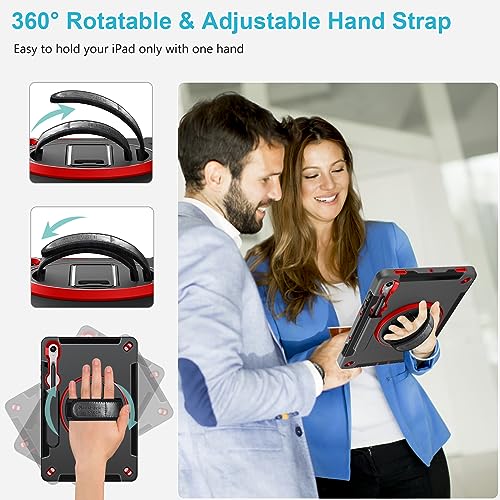 Image of Case for Galaxy Tab S10 Lite &S10 FE S9 FE 10.9 inch /S9 11 Inch: TPU Cover for Samsung Tablet S10 FE / 2025 / S9 FE & S9 2023 5G with Screen Protector- Stand- Handle-Shoulder Strap-S-Pen Holder-Red+Black