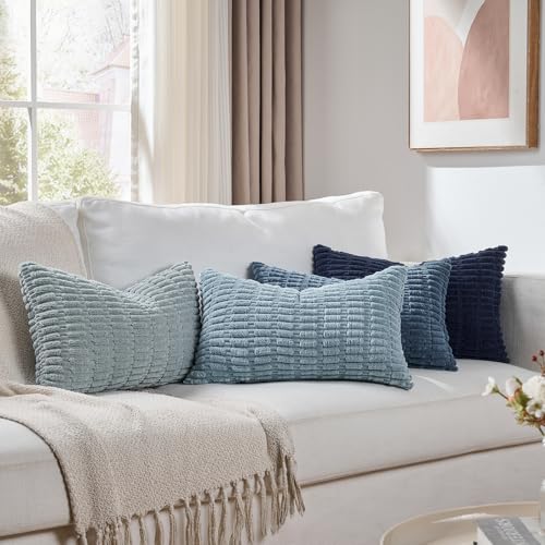 Fancy Homi Set of 4 Blue Lumbar Rectangle Decorative Throw