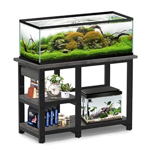 AQQA 40-50 Gallon Fish Tank Stand, 36×18 Inch Heavy Duty Metal Frame Aquarium Stand, Adjustable Storage Shelves, 720LBS Capacity Terrarium Stand, 3 Tiers Reptile Tank Stand