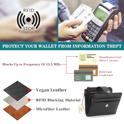 GAEKEAO Slim Wallet for Women, RFID Blocking Credit Card Holder Bifold Wallet with Zipper Coin Pocket, ID Window4