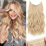 Einaey Invisible Wire Hair Extensions with 4 Secure Clips in Extensions, 20 Inch Light Blonde Hair E