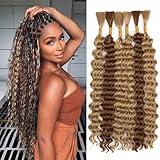 Deep Wave Bulk hair for Braid No Weft Deep Wave Bulk hair for Braiding Micro Faux Braiding Hair for Boho Braids Wet and Wave 24Inch,(#27/30 6Bundles)