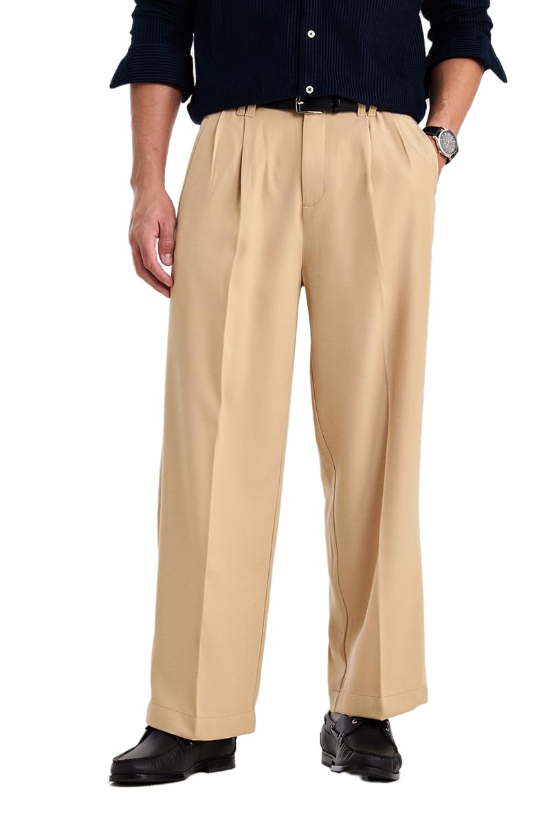 snitch Men Trousers Casual Wear | Baggy Fit Wide-Leg Pleated Front Plain Design | Durable Polyester Blend Smooth Fabric & Medium Stretch for Summer & Everyday Use-picture-11