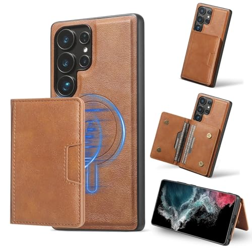 Étui Samsung Galaxy S25 marron convertible en portefeuille magnétique pour vos déplacements pro
