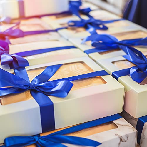Image of Solid Color Double Faced Blue Satin Ribbon 1 /2 inch X 25 Yards, Ribbons Perfect for Crafts, Wedding Decor, Bow Making, Sewing, Gift Package Wrapping and More