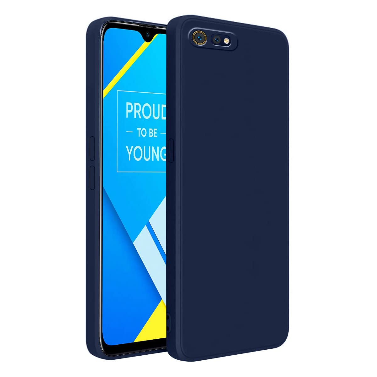 Silicone Soft Back Cover Case for Realme C2 (Blue)