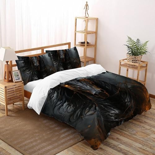 Housse de couette cheval noir de qualité supérieure King Size avec zip robuste - 3