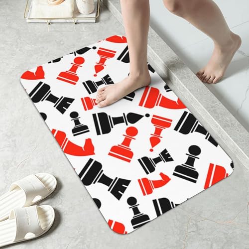 Tapis de bain diatomite absorbant antidérapant 50x80cm échecs - 5