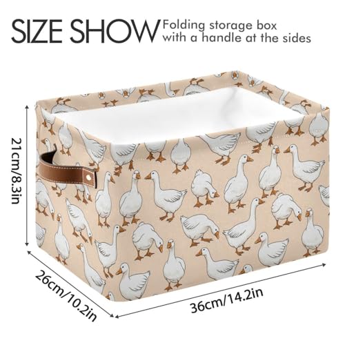 Image of Aslsiy Storage Basket Funny Geese Apricot Nursery Bins Baby Canvas Box Clothes Shelf Basket Laundry Hampers 1 Pcs