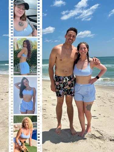 ZAFUL Womens Two Piece Swimsuits with Shorts Cute Striped Bikini Sets Casual Vacation Swimwear4