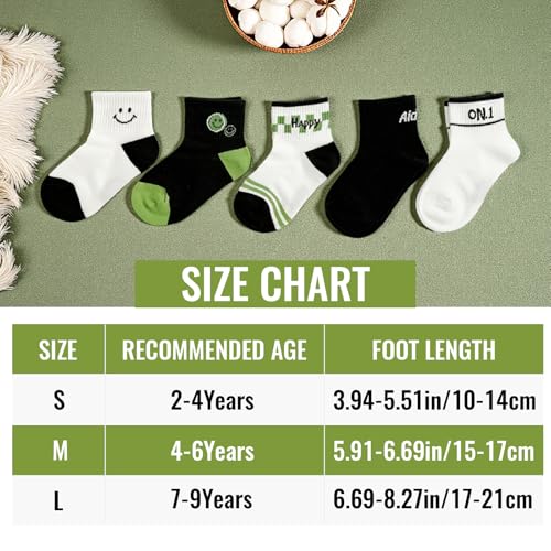 5 Pairs Boys Athletic Ankle Socks for Toddlers & Kids Breathable Cotton Thin Mesh Comfort Fashion Active Crew Socks3