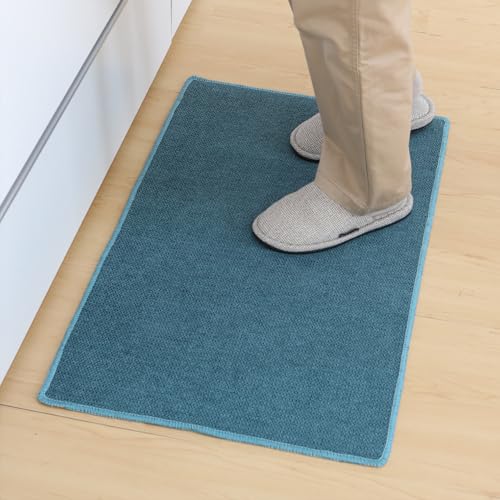 サンベルム(Sanbelm) PallyPally キッチンマット 47×80cm ターコイズ 洗濯機で洗える 滑り止め付き はっ水加工 台所マット 小さいサイズ 拭ける 洗える おしゃれ 北欧 かわいい フローリング 新生活 床 シンク 足元