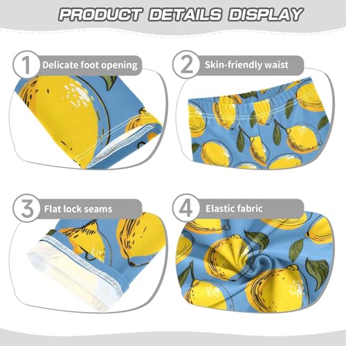 Lemon Blue Girls Leggings Ultra Soft Compression Yoga Gym Pants for Kids 4-10T3