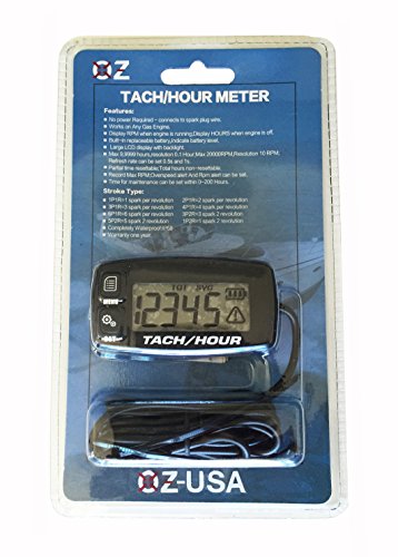 OZ-USA Tach Hour Meter Tachometer RPM Backlit Display Motorcycle ATV Dirtbike Buggy Outboard mototcycle Boat Works with All Gas Powered Engines