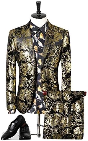 HWTP Abito da Uomo - Smoking Floreale Oro Nero, Abito da palcoscenico  Sottile, Adatto per Matrimonio, palcoscenico, cantante, Abito da Uomo per  la Cena,A,M : Amazon.it: Abbigliamento