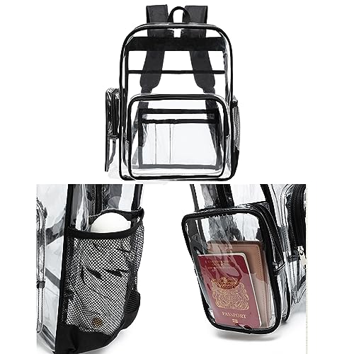Clear PVC Backpack With Reinforced Straps & Pockets, 40x30x13cm Large Capacity Daypack For Travel & Campus Commute2