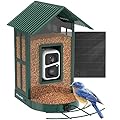 Soliom- Bird Feeder with Camera, 5W Solar Powered, AI Identify Species, Smart Wild Bird Watching, 2K Live View, Instant Arrival Alerts,Large 2.7L Seed Capacity, Metal Squirrel Chew-Proof - BF08 Green