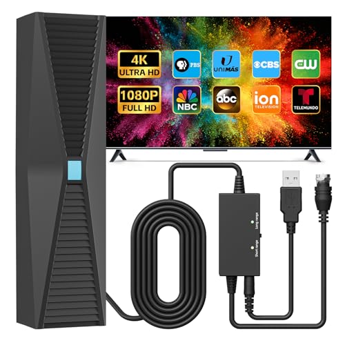 TV Antenna for Smart & Old TVs, 6000+ Miles Range Strongest Digital HD TV Antenna Indoor Support 4K 1080P VHF UHF, 360 Long Range Reception with Signal Amplifier