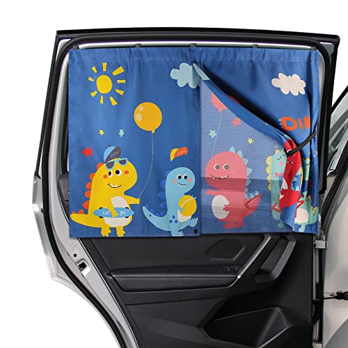 DIZA100 Sonnenschutz Auto Baby, Doppellagiger Magnetisch Sonnenschutz Vorhang mit Alle/halb öffnenden Vorhangoptionen, 1 Stück Sonnenschutz Auto UV Schutz/Blendschutz für Baby, Kinder, Haustiere(Blau)