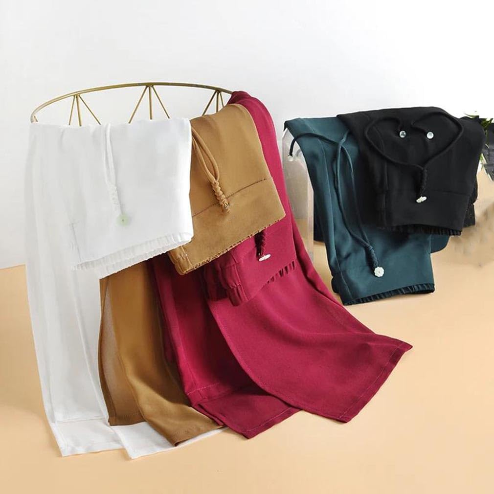 Women's High Waist Pants Double Layer Chiffon, Wide Leg, Slit Design, Elastic Waist, Slim Droop Trousers