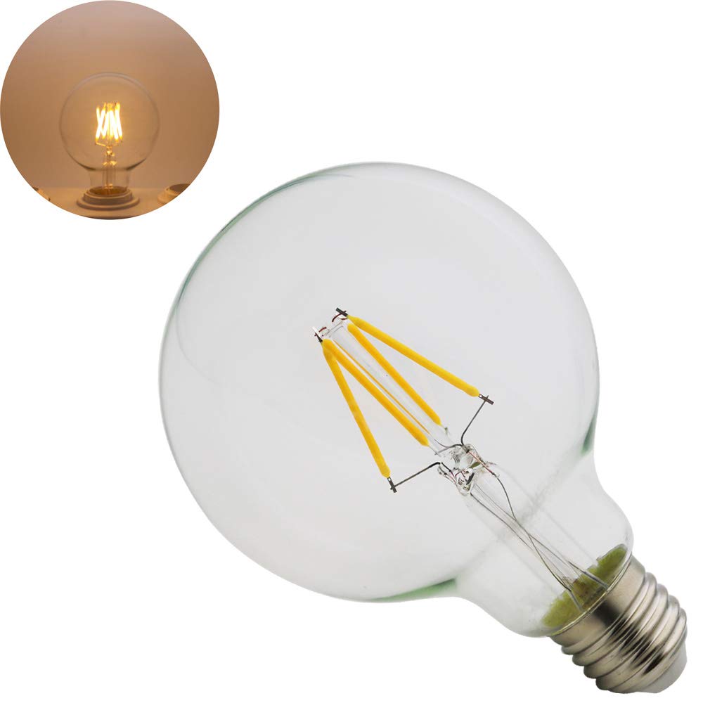 1-Pack Led No Dimmable Edison Bulbs 4W 110V Antique Style Light Bulbs Warm White 2200K Glass Circular Cage