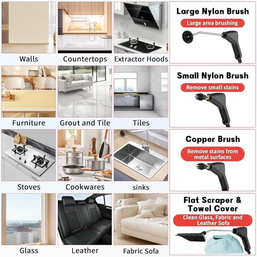 Image of Portable Steam Cleaner, 2500W Pressurized Handheld Steam Cleaner with 1.2L Water Tank, 6 Levels Steam Output, Cleaning Steamer for Cleaning Home Furniture, Bathroom, Car Detailing (Red)