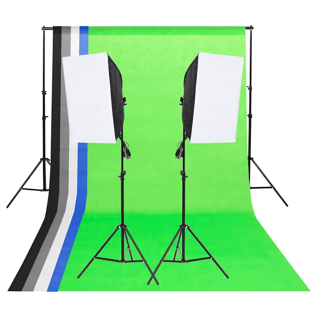 vidaXL Fotostudio-Beleuchtung-Set mit Hintergründen und Softboxen, Studiobeleuchtung Set, Softbox, Tageslichtlampe, Fotostudio-Beleuchtung Set
