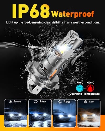 Image of FORENNER 2026 Upgraded H7 light Bulb 90000LM 900% Brighter 6500K White Super Bright, 1:1 H7 Mini Size Headlight Bezels with Cooling Fan Plug & Play, Canbus Ready, IP68 Waterproof, Pack of 2.