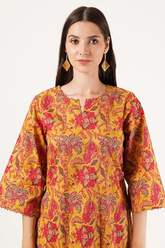 Image of Amazon Brand - Anarva Jaipuri Cotton Printed Short Kurti for Women