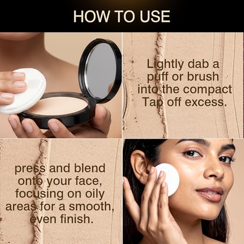 Image of Auric BlendEasy Matte Finish Compact Powder (9g) for Optimum Coverage with Hyaluronic Acid | Sweatproof, Hydrating, Oil Control | Paraben Free | Light Beige