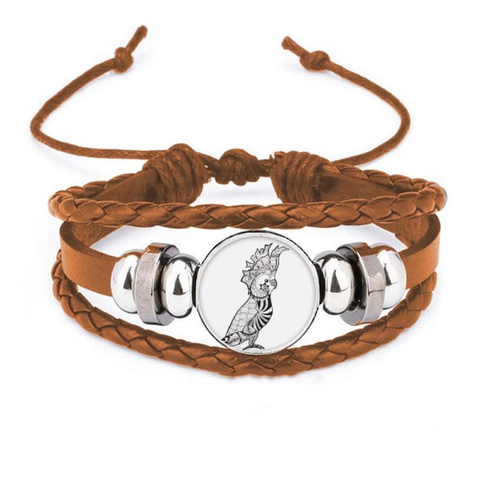 Bracelet en cuir véritable motif perroquet oiseau exotique