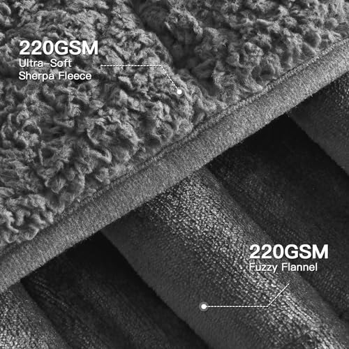 Lofus-Sherpa-Fleece-Weighted-Blanket-15-lbs-Heavy-Blanket-with-Soft-Plush-Flannel-Reversible-Queen-Size-Super-Soft-Extra-Warm-Cozy-Fluffy-Blanket-60-x-80-inches-for-Adult-Bed-Couch-Grey