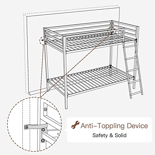 Ikalido B09P34N8SS Metal Bunk Bed Twin Over Twin Size, Heavy Duty Twin Bunk Beds thumb #7