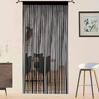 QiBoYuYe Door Curtains Fly Screen Curtain For Window String Flies Doors Decorations Room Dividers Doorways Panel Bedroom Living Closet Door Drapes (Black 90x200cm)