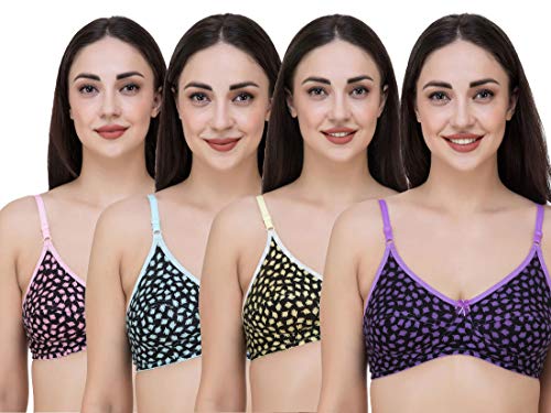 Image of Fasense Women's Cotton Leaf Print Medium Coverage Wire Free Non Padded Bra