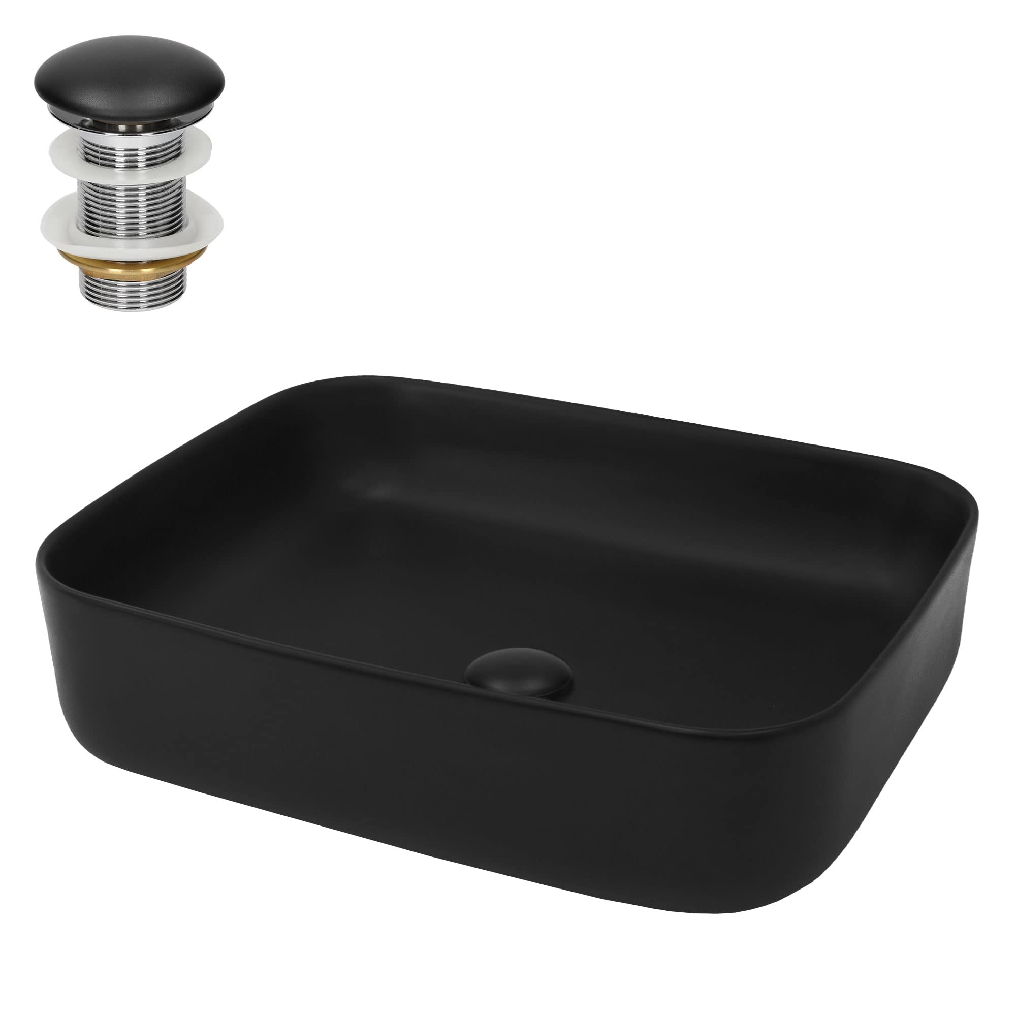 ML-Design Lavabo de Cerámica Negro Mate Redondo Ø 280 x 150 mm Con Agujero De Desagüe Lavamanos Moderno De Encimera Sobremesa De Superficie Pila Para Baño Aseo Fregadero Diseño Minimalista — view 44