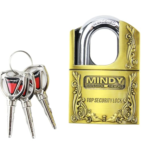 Image of Mindy 60mm Heavy-Duty Shrouded Padlock for Warehouse & Outdoor Security - Zinc Alloy Lock Body With Hardened Stainless Steel Shackle, 3 Keys, Weatherproof