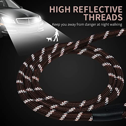Image of Long Dog Leash for Training 30Ft-Reflective Nylon Rope with Swivel Hook-Recall Agility Lead for Large Small Medium Dogs Outside Walking Hiking-Brown Diam 1 /2 inch
