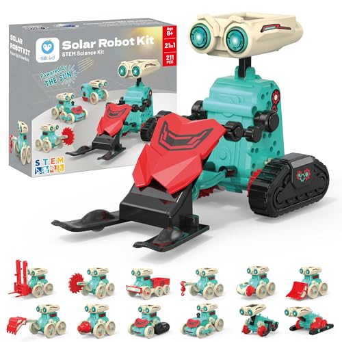 Sillbird Robot Solar para Niños 8-12 Años, 21 en 1 Stem Juguete y Kit de Robótica Accionamiento Dual Solar y de Batería, Educativos Ciencia Experimentos Construcciones (211 Piezas)