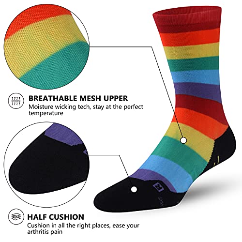 HUSO Unisex Funky Digital Printed Athletic Crew Hiking Cycling Socks 4 Pairs2