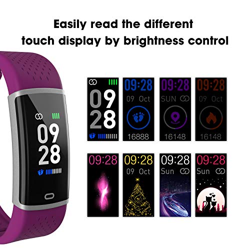 Fitpolo Fitness Watch Activity Tracker with Heart Rate Monitor Calorie Step Counter, Sleep Monitoring Pedometer Waterproof Smart Bracelet for Women Men Kids(Purple)