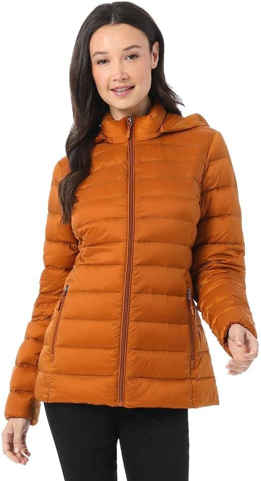 32 Degrees Women’s Water-Repellent Packable Down Jacket, Ultra-Light with Detachable Hood